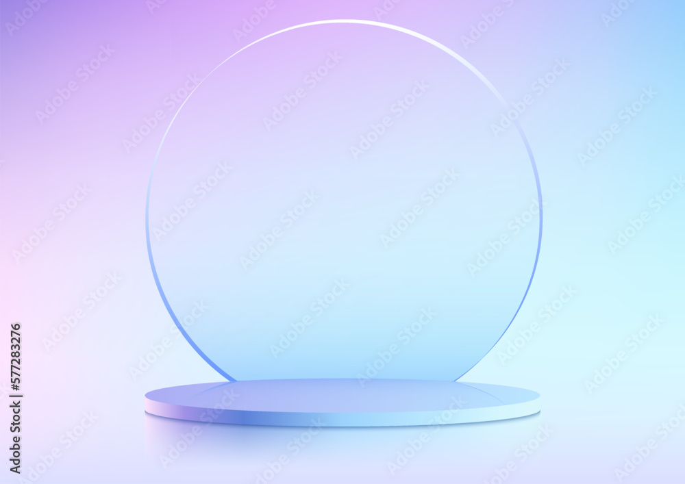 Poster 3d realistic blue and pink gradient empty podium platform product display