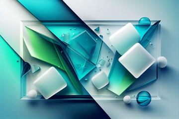 broken cube abstract background blue and green wallpaper