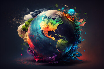 Obraz na płótnie Canvas World environment and earth day concept with colorful globe and eco friendly enviroment