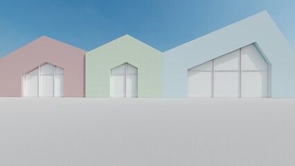 3d render abstract architecture background buildings geometric shape
