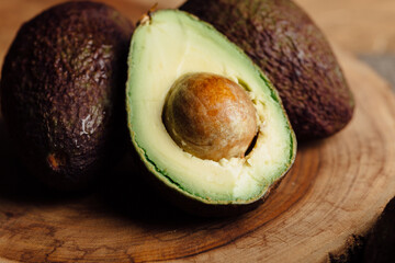 Halved organic avocado