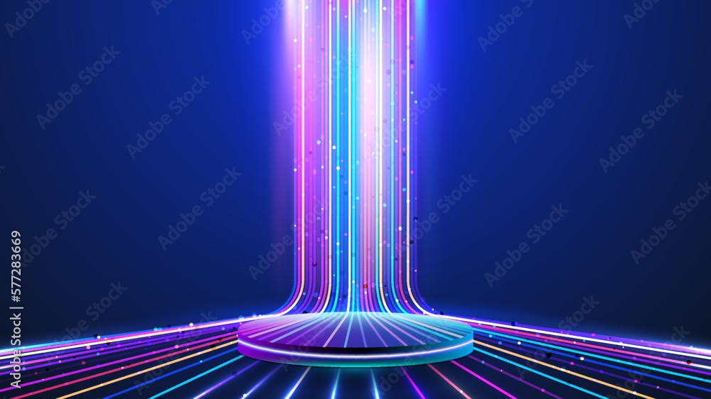 Canvas Prints 3d realistic technology digital cyberpunk podium display neon lighting