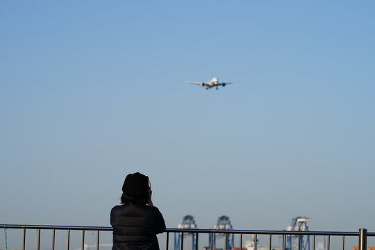 城南島海浜公園、飛行機、野外、空、青、夜景、青空、ひこうき、公園、城南島、jonanjima、城南島公園、工場、景色、海、ビル、建物、夕方、夜
