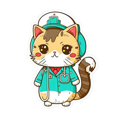 Fototapeta premium Anime Cat Kitten Cute Nurse, Generated AI, Generated, AI