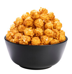 Chocolate Popcorn in bowl on white background, Chocolate Mushroom Popcorn isolate on white with PNG File.