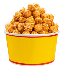 Chocolate Popcorn in bowl on white background, Chocolate Mushroom Popcorn isolate on white with PNG File.