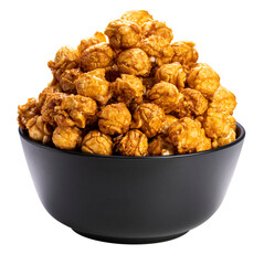 Chocolate Popcorn in bowl on white background, Chocolate Mushroom Popcorn isolate on white with PNG File.
