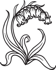 Obraz premium Hand drawn bluebell flower meaning humility, constancy, gratitude and everlasting love. Vectror illustration.