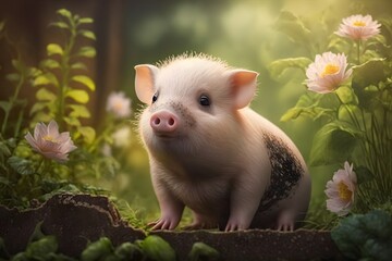  pig cute created using AI Generative Technology