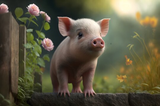  pig cute created using AI Generative Technology
