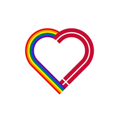 unity concept. heart ribbon icon of rainbow and denmark flags. PNG