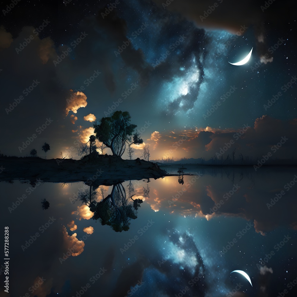 Wall mural sky in night created using ai generative technology