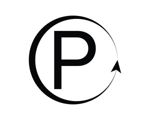 P letter vector with circle creative design template elements.
