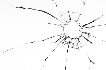 Obraz premium Window into Violence: Bullet Hole on Display