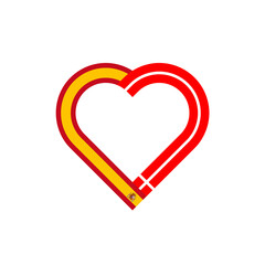 unity concept. heart ribbon icon of spain and denmark flags. transparent png background