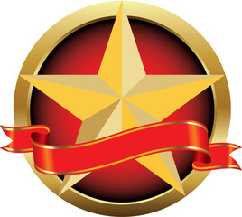 Branded golden symbol with stylized pentagonal. Vector