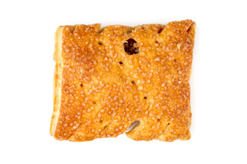 Sweet puff pastry cookies. Cookies on a white background. A close-up of the cake.