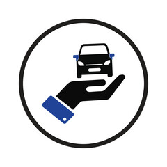 Car on hand icon