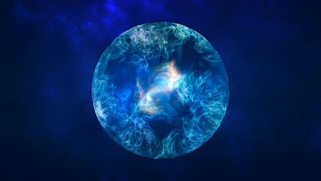 Abstract ball sphere planet energy transparent glass space abstract background. Video 4k, 60 fps