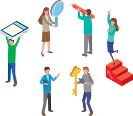 スキルアップや学習する人々のイメージイラスト	