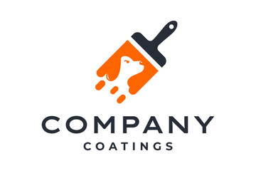 Cute dog logo concept. perfect for paint company branding design