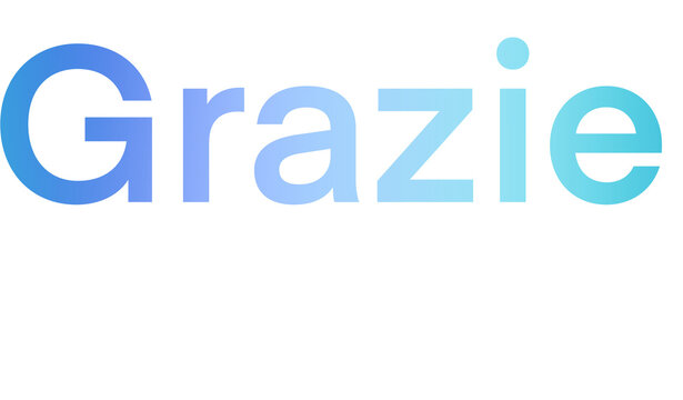 Grazie- thank you written in italian - Blue color  - background with color spots - image, poster, placard, banner, postcard, card. png Italia 