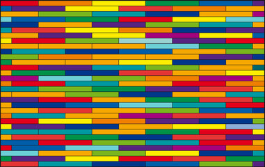 Abstract empty background colorful brick wall. Modern vector blocks with copy space, for texture banner or wallpaper. Color stripes