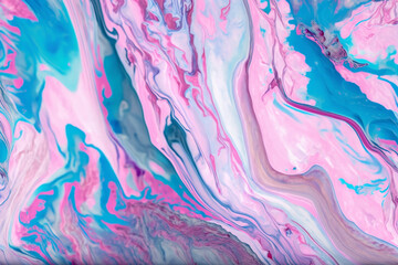 Acrylic texture with marble pattern pink and blue colour