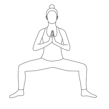 recommend clip art: Line art of woman doing Yoga in horse pose vector.