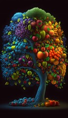 Obraz na płótnie Canvas tree of all fruits created using AI Generative Technology