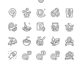 Fiddleheads. Nature vegetable organic food nutrition. Cooking, recipes and price. Eat fiddlehead. Pixel Perfect Vector Thin Line Icons. Simple Minimal Pictogram