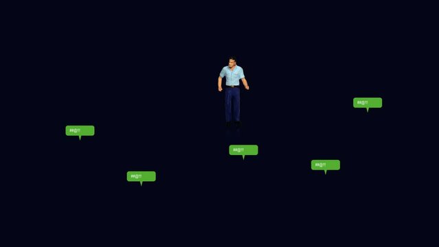 Business concept with miniature people and graphics. Network connection and Social network Service Concept. 
