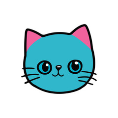 Cat face. Cute kitten face line icon. Vector illustration isolated on white background.