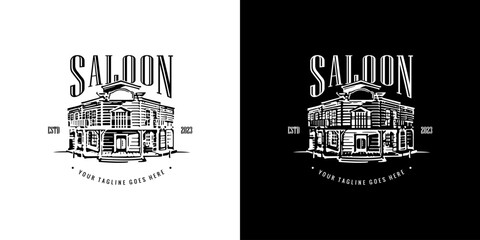 Saloon bar wild west cowboy vintage logo illustration