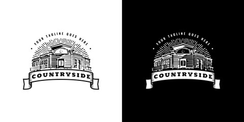 Vintage retro rustic countryside western country cowboy bar saloon logo design