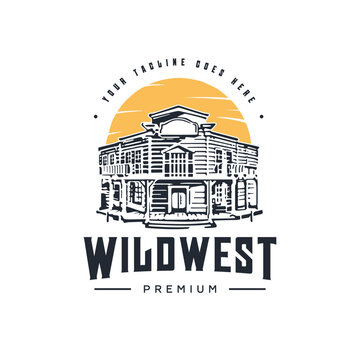 Vintage Retro Western Country Town Logo illustration