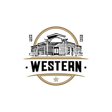 Vintage Retro Western Country Bar Emblem Logo design
