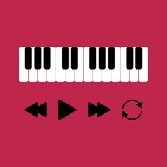 piano keys isolated on a viva magenta background. Vector illustration	