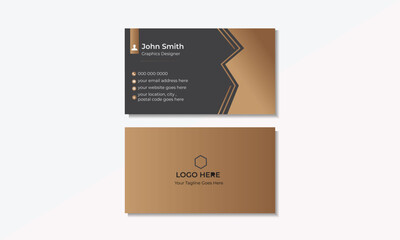 Luxury and elegant  black business card design with gold style template .Back background with abstract golden shiny.