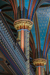 Magnificent opulent splendid baroque gothic church cathedral basilica interiors with stucco,...