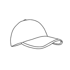 Outline Cap Template. Vector illustration. Copy space. Linear, vector, realistic, outline illustration.