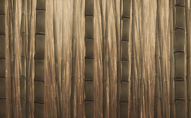 Green bamboo stems. Bamboo thickets, decorative scenic background. Generative AI