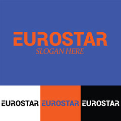 EUROSTAR wordmark logo design. Creative eurostar text or typography logo design. Eurostar clean minimal and professional logo.