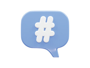 Hash tag icon 3d rendering vector illustration