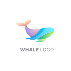 Vector logo illustration whale gradient colorful style