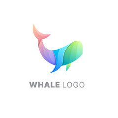 Vector logo illustration whale gradient colorful style