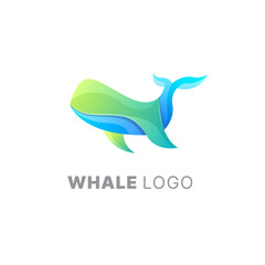 Vector logo illustration whale gradient colorful style