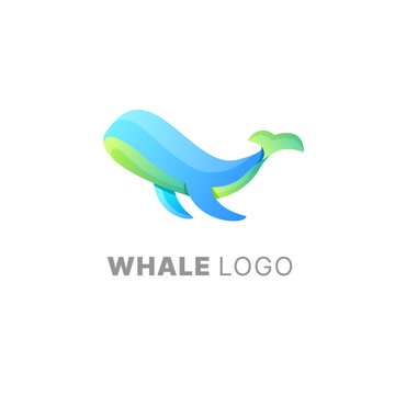 Vector logo illustration whale gradient colorful style
