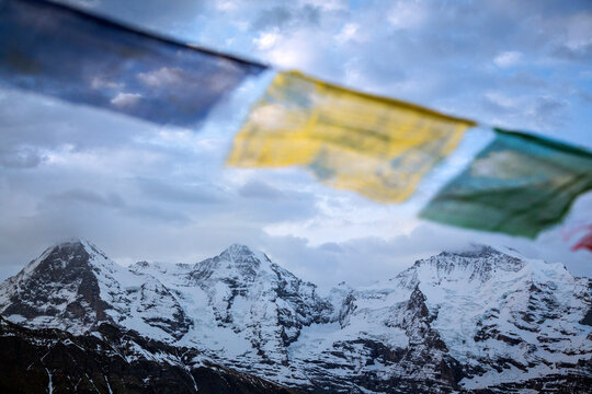 Eiger Nordwand and prayer flags