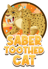 Saber toothed cat cartoon character logo
